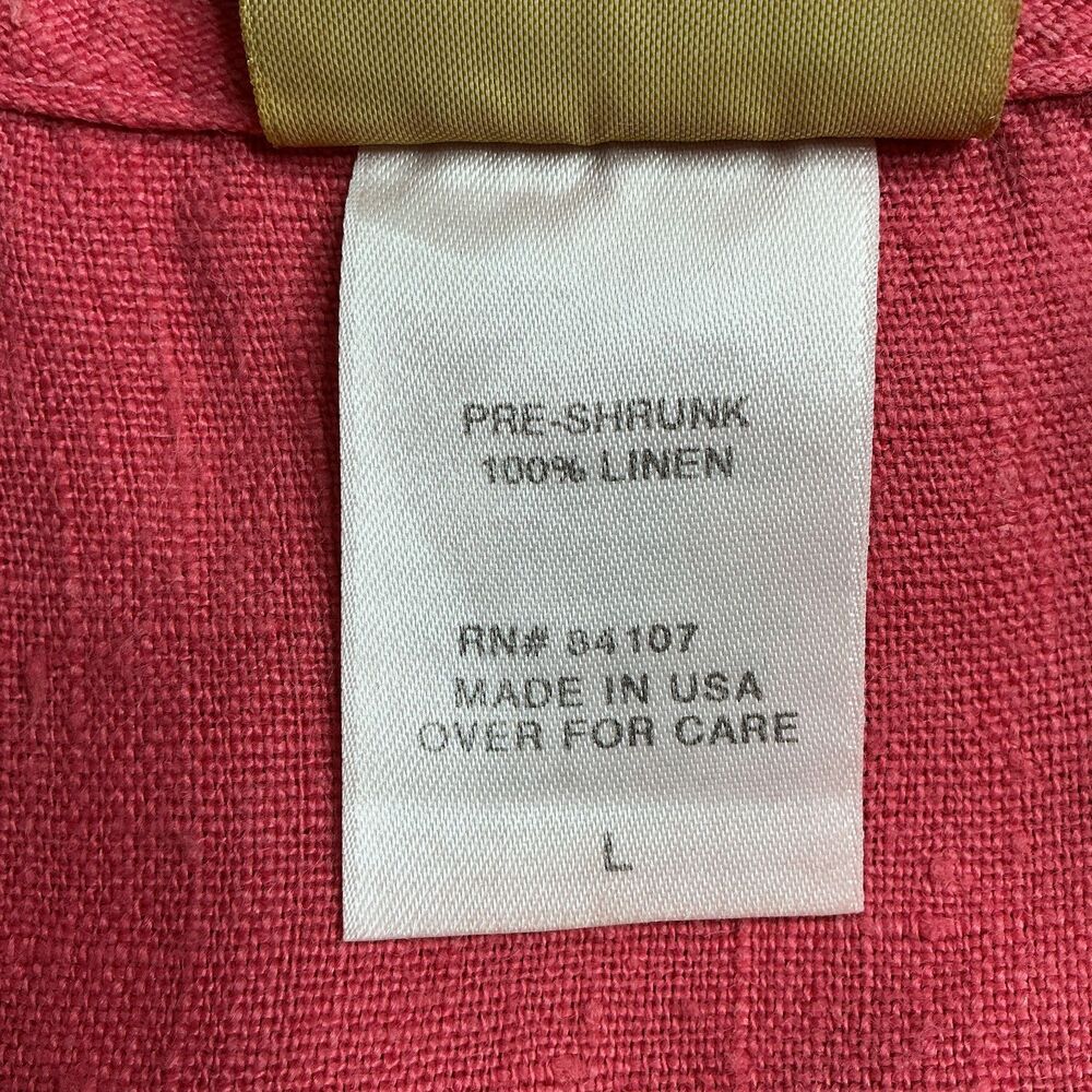 VTG Blue Fish Linen Dress L Coral Southwestern Dragonfly Graphics Lagenlook BOHO - Picture 9 of 12